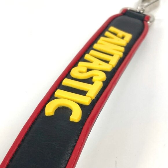 FENDI Strap You Logo Striped Short Shoulder strap Leather Black/Yellow x Red - Picture 3 of 9